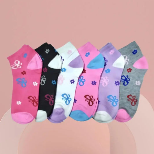 Kit 12 pares de meias femininas multicoloridas variadas